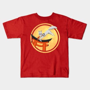 Golden Mirror Inari Shrine Kitsune Kids T-Shirt